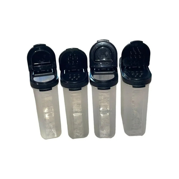 Tupperware Large Modular Mates Spice Containers‎ 1846-21 Black Lids Lot Of 4 - Picture 2 of 5